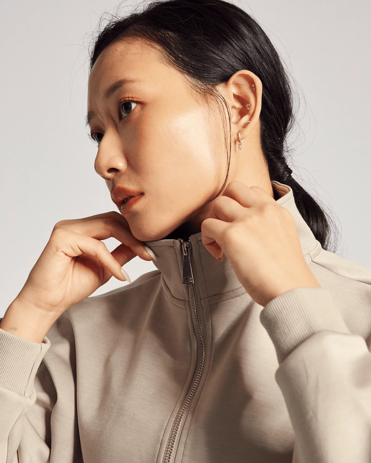 Effortless Half Zip (Regular) in Oat - Image 3