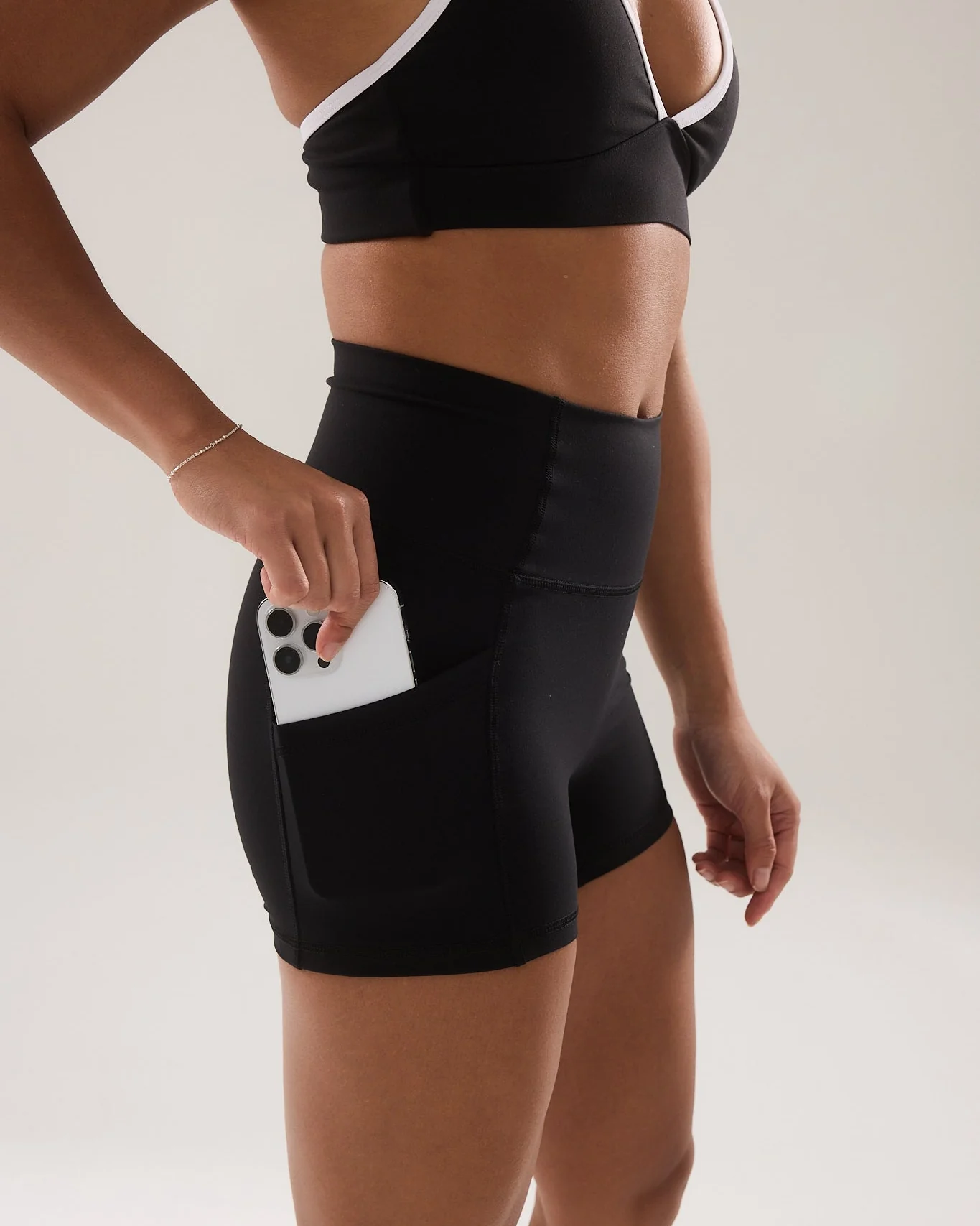 Pocket Shorts (Petite 3") in Black Sesame - Image 3