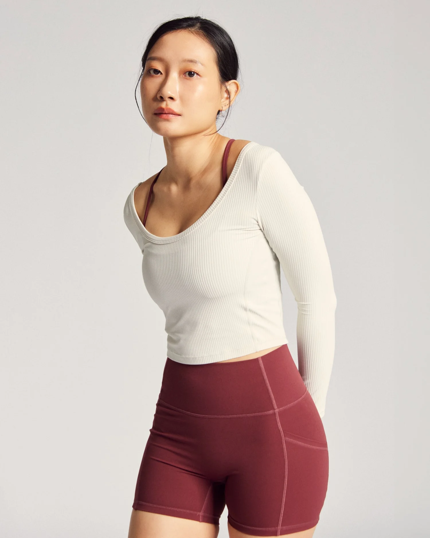 Reversible Long Sleeve Top (Rib) in Yoghurt - Image 3