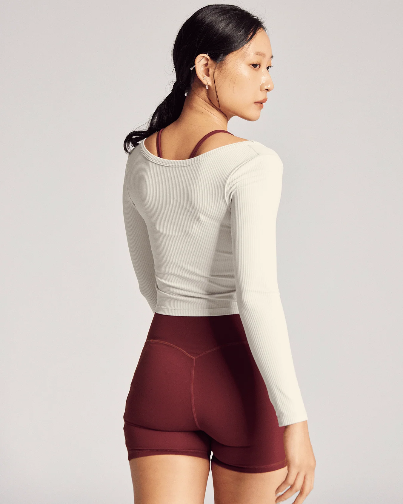 Reversible Long Sleeve Top (Rib) in Yoghurt - Image 6